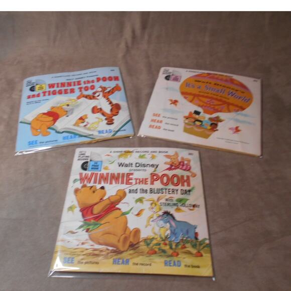 Disneyland Record & Book Lot: It's A Small World and Winnie the Pooh - Picture 1 of 16